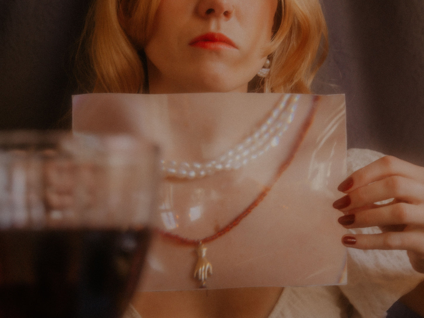 CHAIN MAIL PEARL NECKLACE