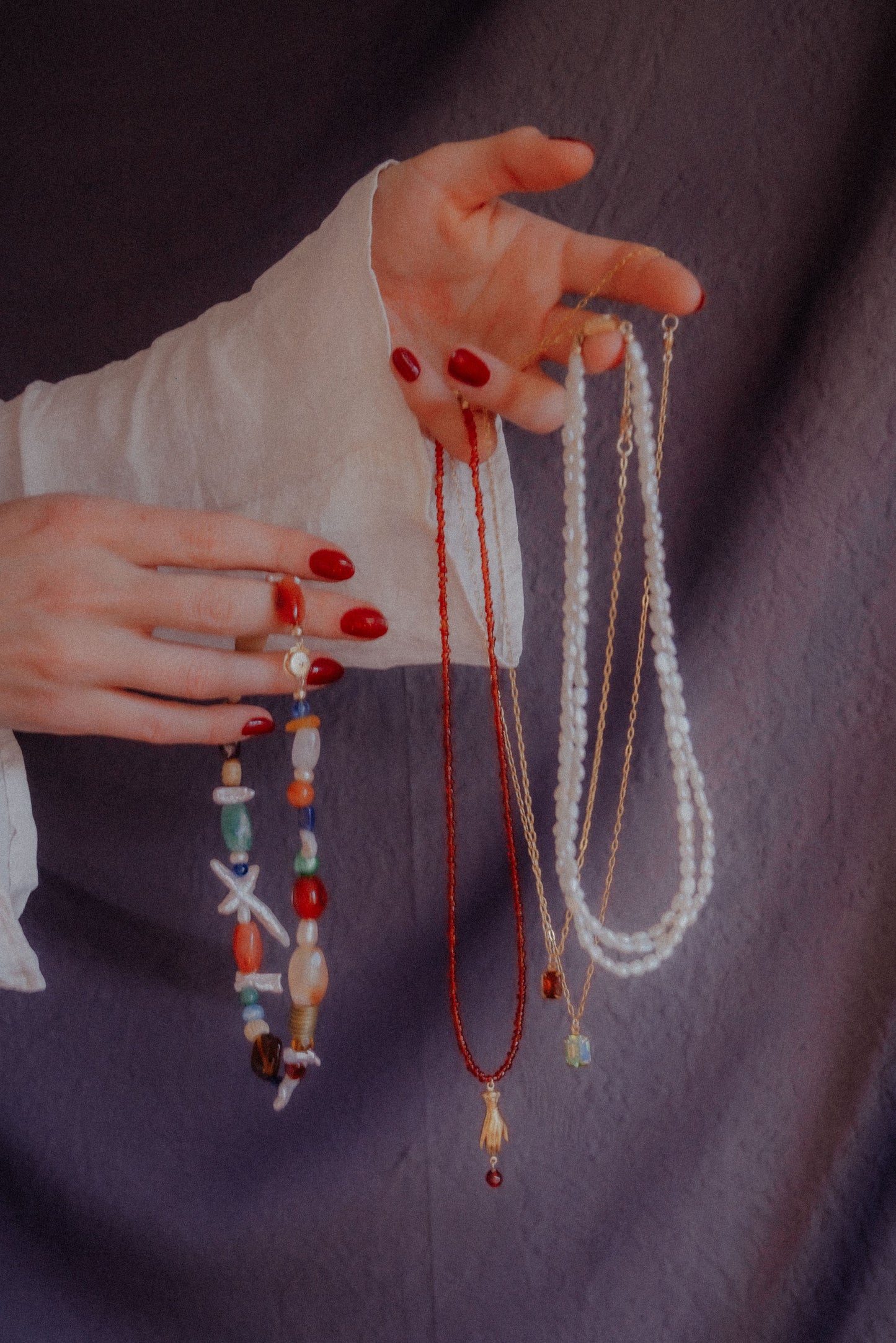 CHAIN MAIL PEARL NECKLACE